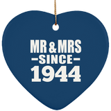 80th Anniversary Mr & Mrs Since 1944 - Heart Ornament