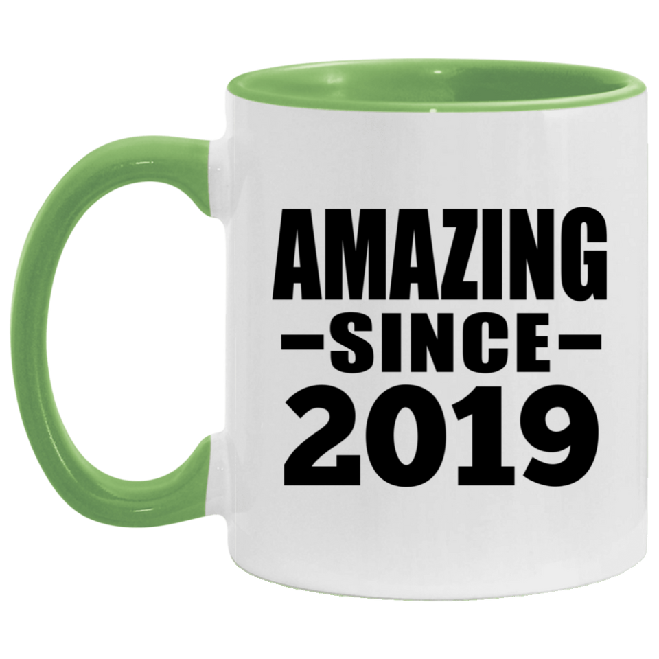 5th Birthday Amazing Since 2019 - 11oz Accent Mug Green