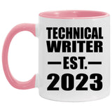 Technical Writer Established EST. 2023 - 11oz Accent Mug Pink