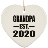 Grandpa Established EST. 2020 - Heart Ornament