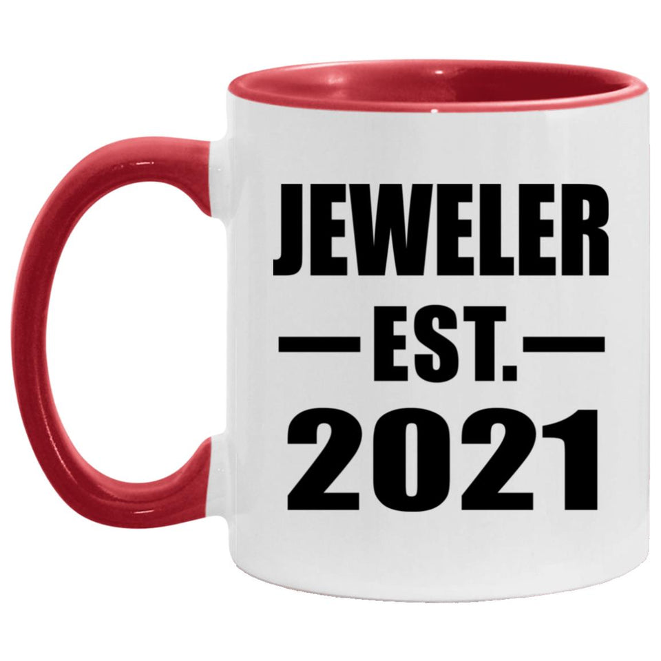 Jeweler Established EST. 2021 - 11oz Accent Mug Red