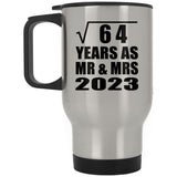 8th Anniversary Square Root of 64 Years As Mr & Mrs 2023 - Silver Travel Mug