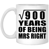 30th Anniversary Square Root of 900 Years of Being Mrs Right - 11oz Coffee Mug
