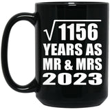 34th Anniversary Square Root of 1156 Years As Mr & Mrs 2023 - 15oz Coffee Mug Black