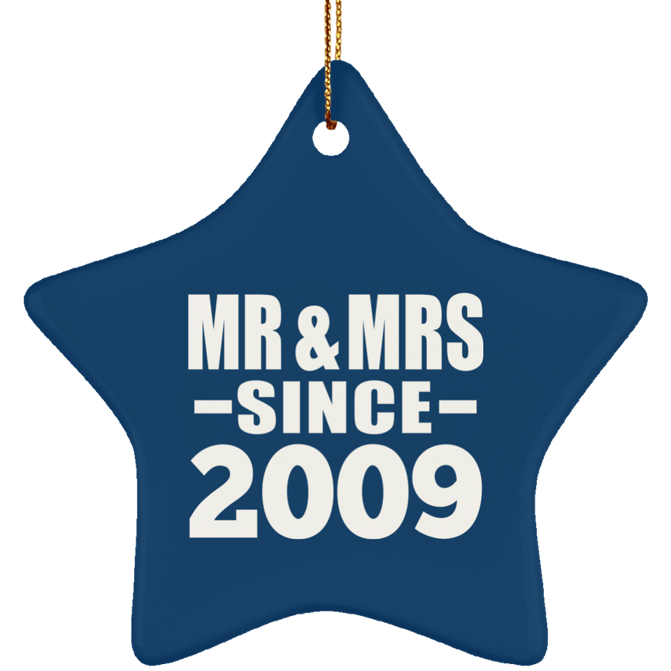 15th Anniversary Mr & Mrs Since 2009 - Star Ornament