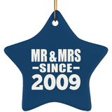 15th Anniversary Mr & Mrs Since 2009 - Star Ornament
