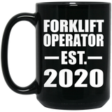 Forklift Operator Established EST. 2020 - 15oz Coffee Mug Black
