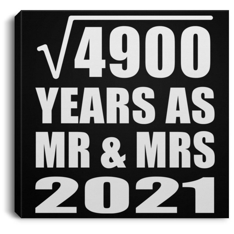 70th Anniversary Square Root of 4900 Years As Mr & Mrs 2021 - Canvas Square