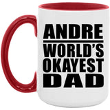 Andre World's Okayest Dad - 15oz Accent Mug Red