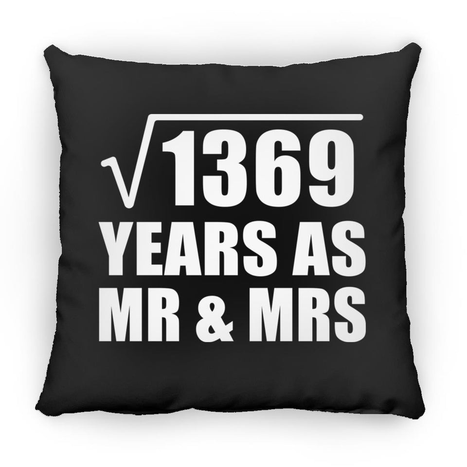 37th Anniversary Square Root of 1369 Years As Mr & Mrs - Throw Pillow Black
