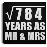 28th Anniversary Square Root of 784 Years As Mr & Mrs - Canvas Square