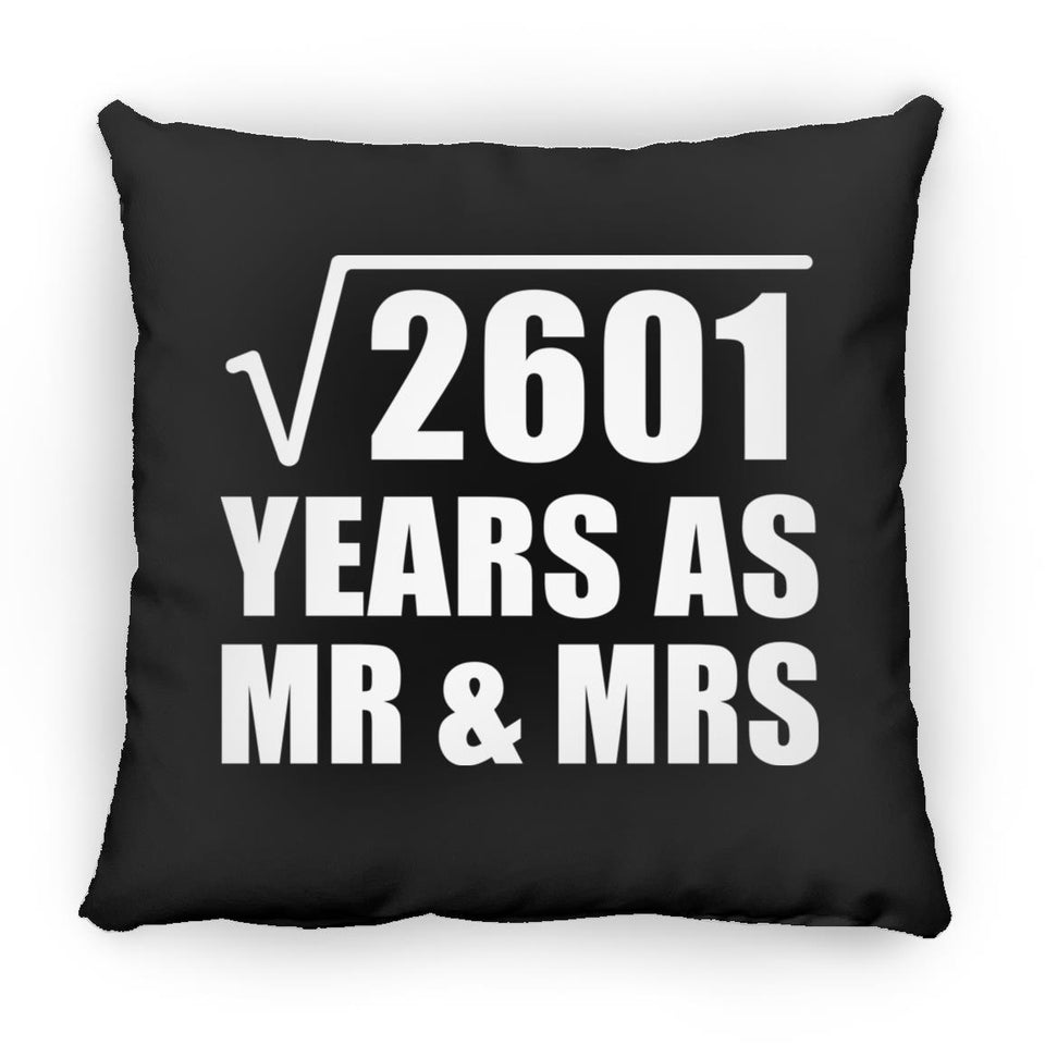 51st Anniversary Square Root of 2601 Years As Mr & Mrs - Throw Pillow Black