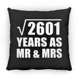 51st Anniversary Square Root of 2601 Years As Mr & Mrs - Throw Pillow Black