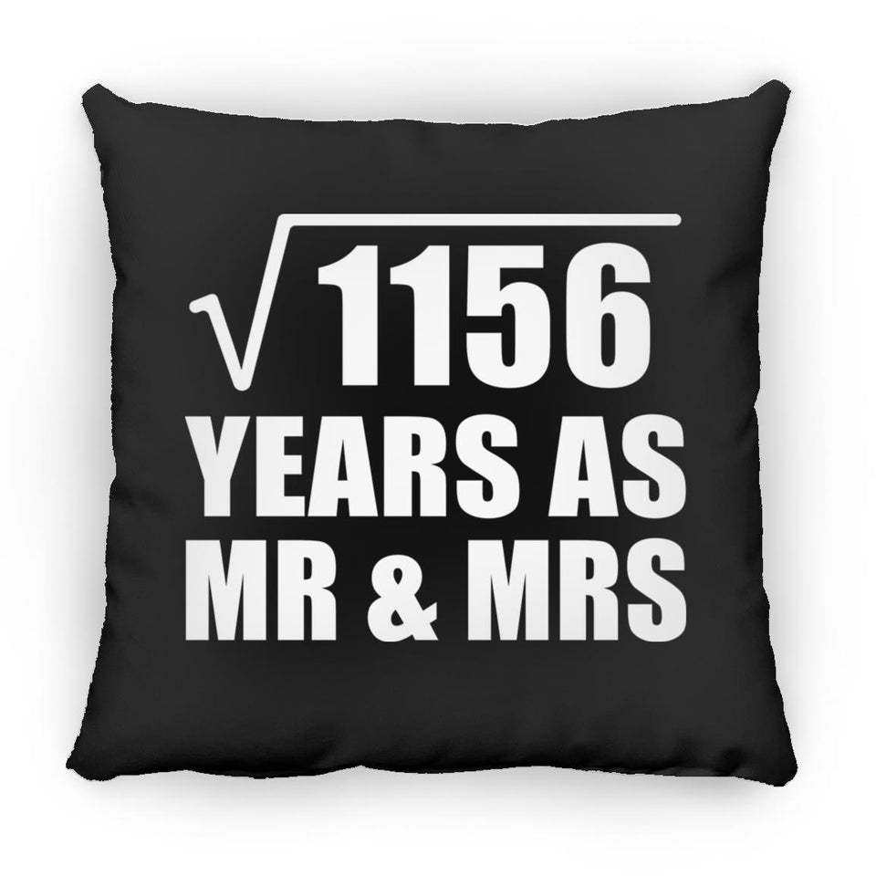 34th Anniversary Square Root of 1156 Years As Mr & Mrs - Throw Pillow Black