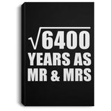 80th Anniversary Square Root of 6400 Years As Mr & Mrs - Canvas Portrait