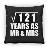 11th Anniversary Square Root of 121 Years As Mr & Mrs - Throw Pillow Black