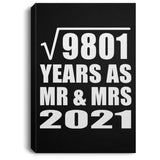 99th Anniversary Square Root of 9801 Years As Mr & Mrs 2021 - Canvas Portrait