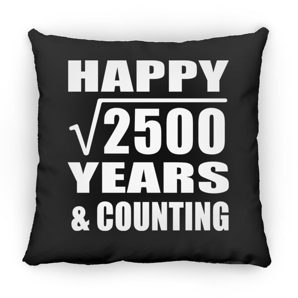 Happy 50th Anniversary Square Root of 2500 Years & Counting - Throw Pillow Black