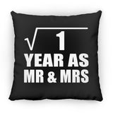 1st Anniversary Square Root of 1 Year As Mr & Mrs - Throw Pillow Black