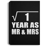 1st Anniversary Square Root of 1 Year As Mr & Mrs - Canvas Portrait