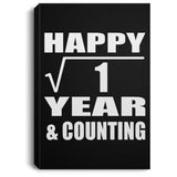 Happy 1st Anniversary Square Root of 1 Year & Counting - Canvas Portrait