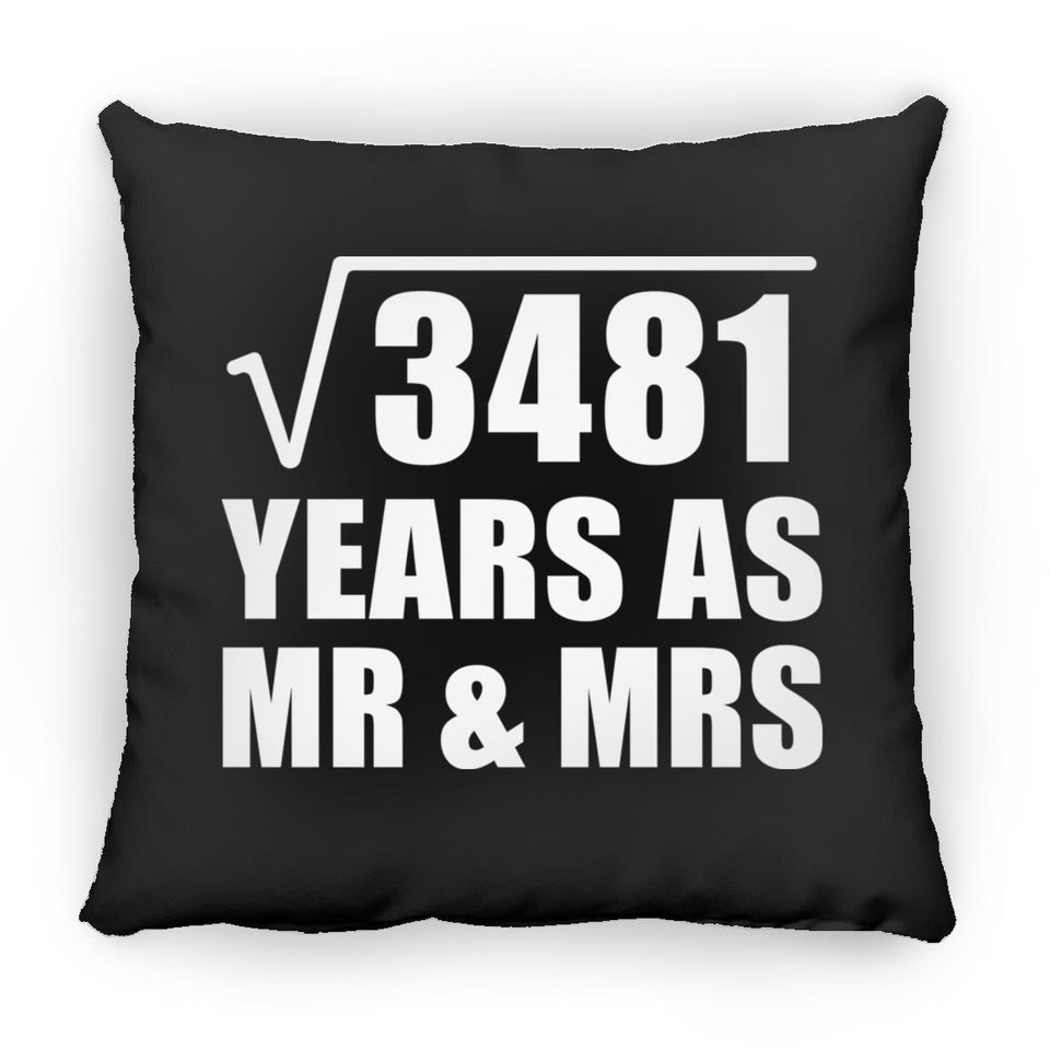 59th Anniversary Square Root of 3481 Years As Mr & Mrs - Throw Pillow Black