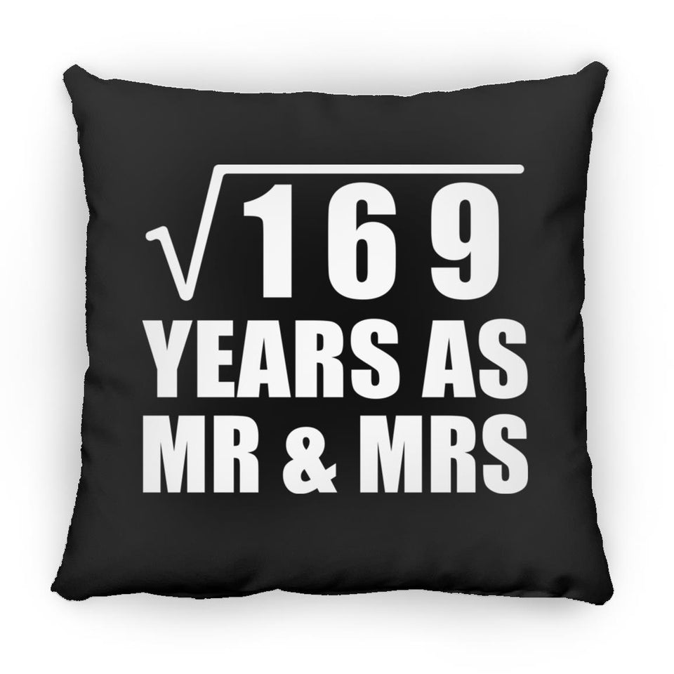 13th Anniversary Square Root of 169 Years As Mr & Mrs - Throw Pillow Black