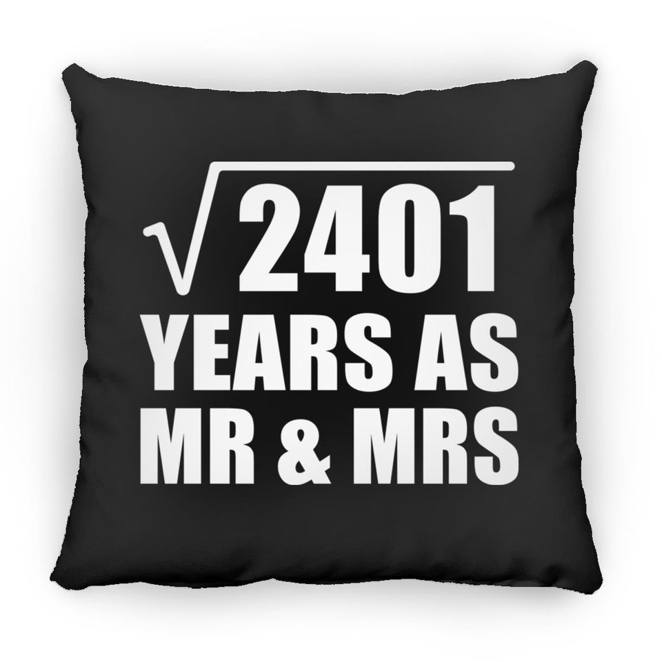49th Anniversary Square Root of 2401 Years As Mr & Mrs - Throw Pillow Black