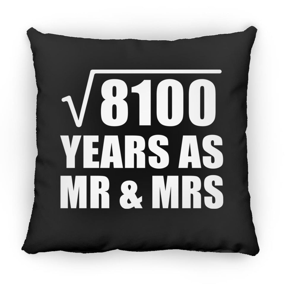 90th Anniversary Square Root of 8100 Years As Mr & Mrs - Throw Pillow Black