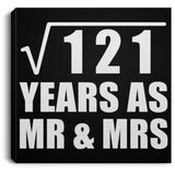 11th Anniversary Square Root of 121 Years As Mr & Mrs - Canvas Square