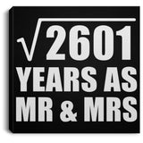 51st Anniversary Square Root of 2601 Years As Mr & Mrs - Canvas Square