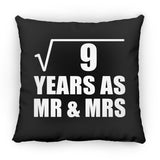 3rd Anniversary Square Root of 9 Years As Mr & Mrs - Throw Pillow Black