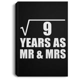 3rd Anniversary Square Root of 9 Years As Mr & Mrs - Canvas Portrait